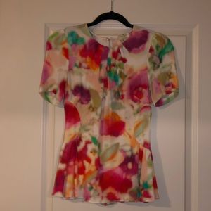 Kate spade watercolor peplum blouse